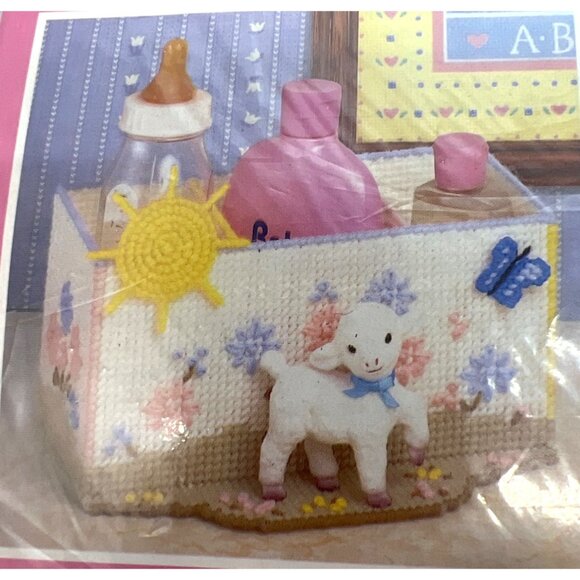 Mary Maxim Plastic Needlepoint Kit Lamb Organizer & Tissue Cover - Picture 3 of 6